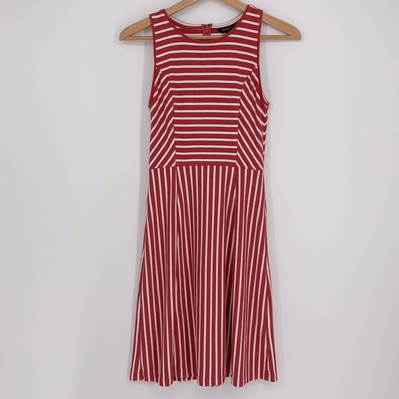 Banana Republic Factory Striped Sleeveless Dress Women’s Size 2 Orange & White - Picture 1 of 7